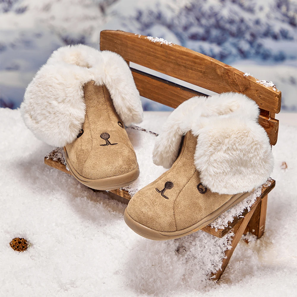 Dave Bella Children's Snow Boots Winter Girls Boys Soft Short Plush Shoes Cute Animal Design Kids' Anti Slip Footwear DB4253378