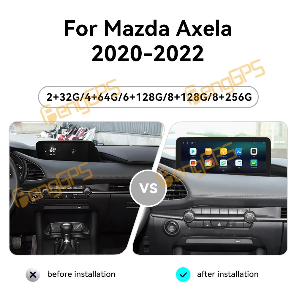 12.3 Inch Android 14 CarPlay Car Radio For Mazda Axela 2020-2022 Touch Screen Multimedia Player GPS Navigation Head Unit DSP
