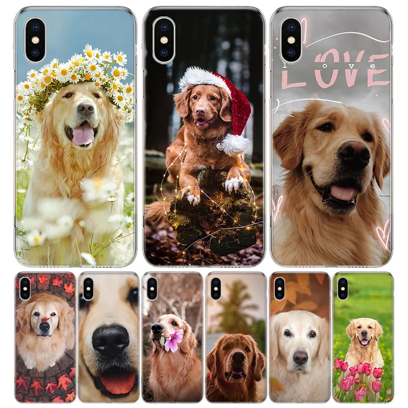 Labrador Golden Retriever dog Phone Case For iPhone 16 15 14 Plus 12 13 Mini 11 Pro Max X Xs  8 7 SE + Soft Fundas Coque Shell C