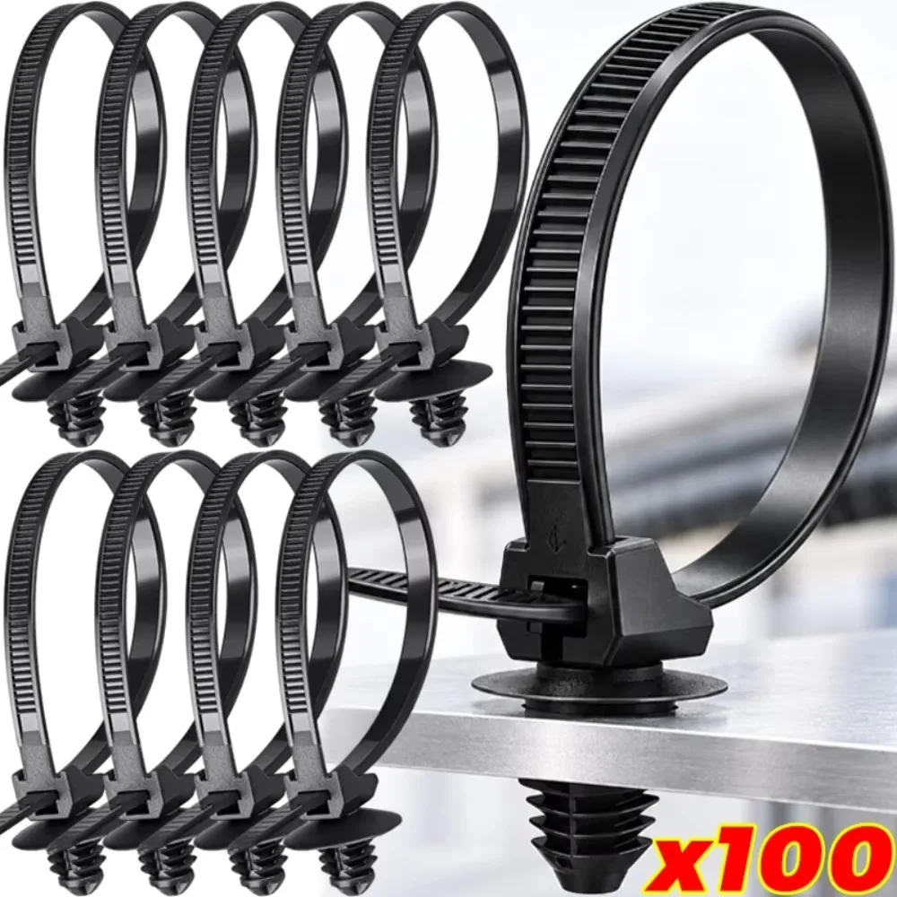 Self Locking Nylon Zip Tie Clip UV Heat Rain Resistant Car Wire Harness Fastener Buckle Tool Free One Click Install Auto Strap