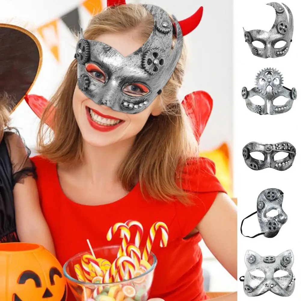 

Masquerade Face Cover Steampunk Retro Silver-plated Cosplay Props Men Women Halloween Costume Party Gear Face Cover for Carnival
