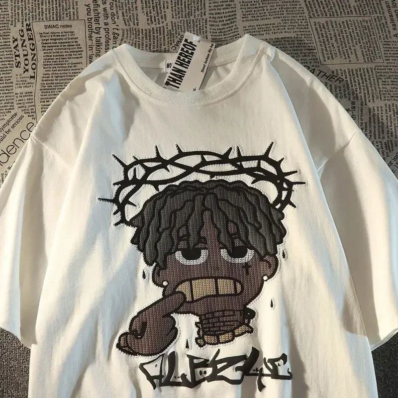 T-Shirt à Manches Courtes pour Homme, Vêtement de Style Hip Hop, avec Portrait, Graphique Rétro, Polyvalent, Y2k, Été