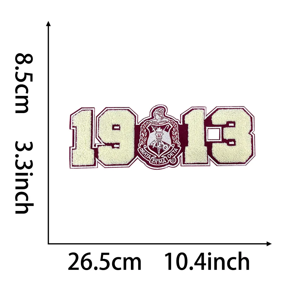 1913 Delta Sorority Iron on Embroidered Greek Letter Chenille Patch for Hoodies and Sweatshirts view 5