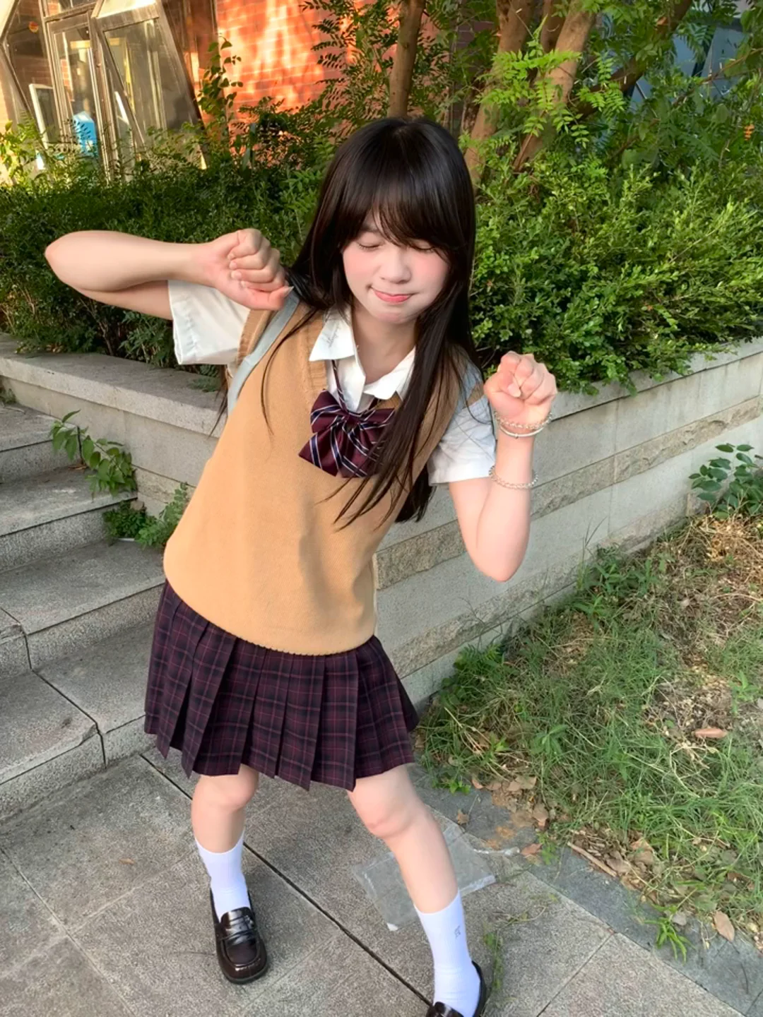 

Cherry Flavor Milk Knitted Vest Jk Sle Women's Outerwear Spring Autumn New Tea Color Knitwear Top Layered Clothing