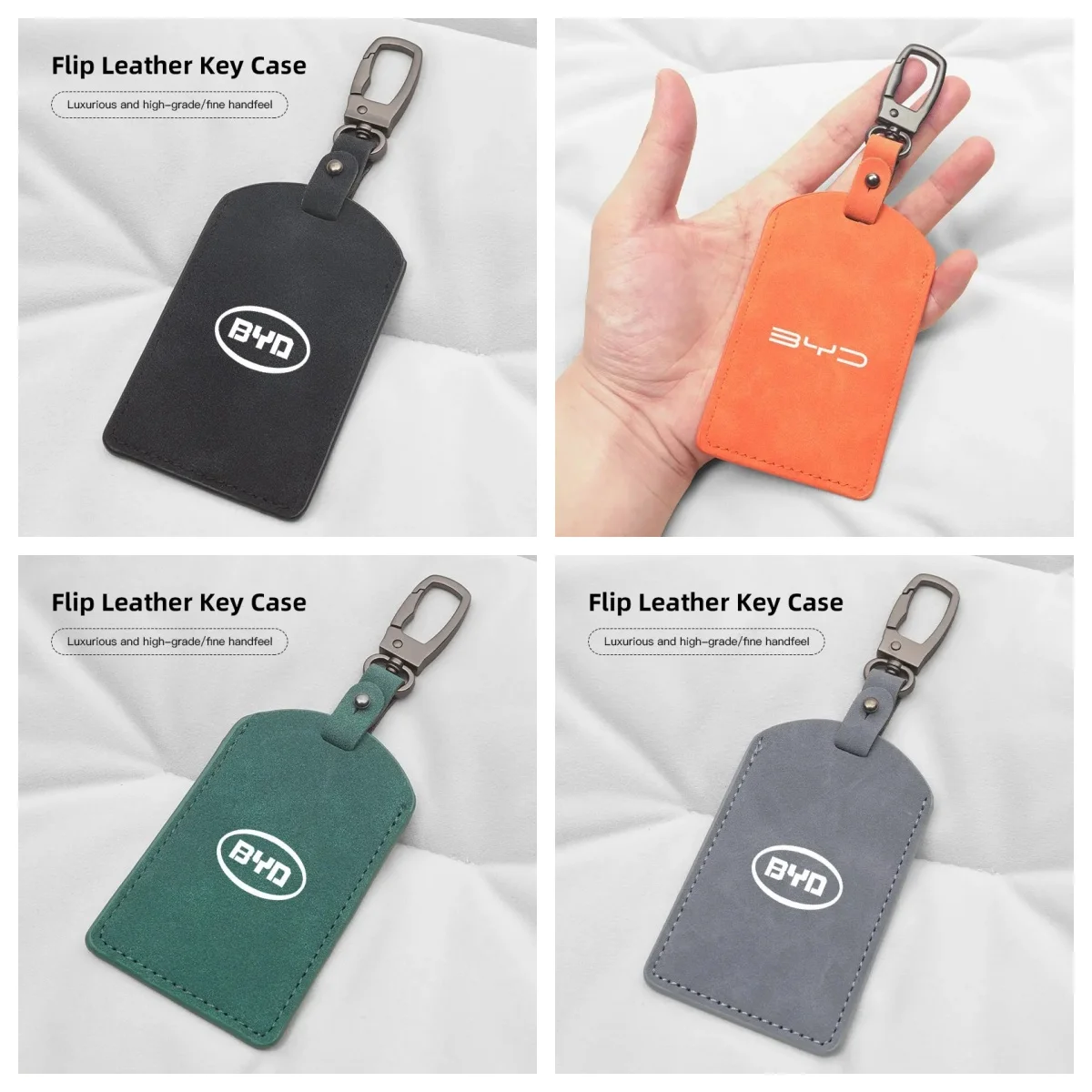 Suede NFC Card Key Case Cover For BYD Atto3 Seal Han Tang Dolphin Song Yuan BYD Logo Induction Smart Key Protector Auto Interior