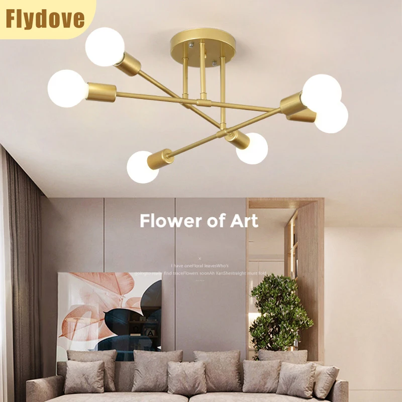 

Nordic Minimalist Branch Shaped 6-Head LED Ceiling Light Creative Living Room Bedroom Hotel Home Lighting Decoration Fixtures