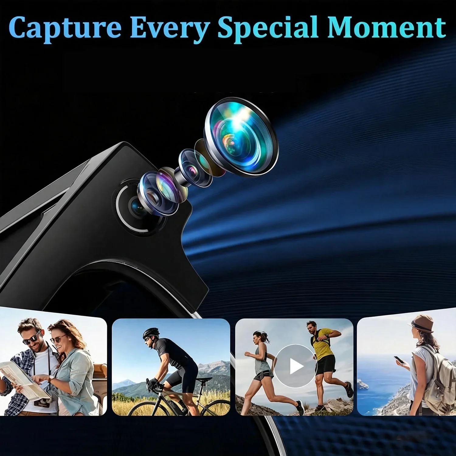 AI Smart Glasses Hands-Free Voice Wake Hey Lens Object Recognition Touch Control Half Frame for Business Daily Use