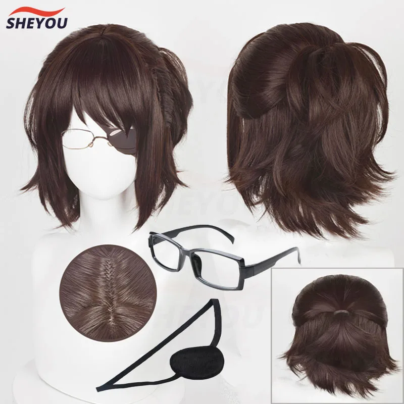 

Hange Zoe Cosplay Wig Anime Final Season Dark Brown Heat Resistant Synthetic Hair Halloween Wigs + Wig Cap