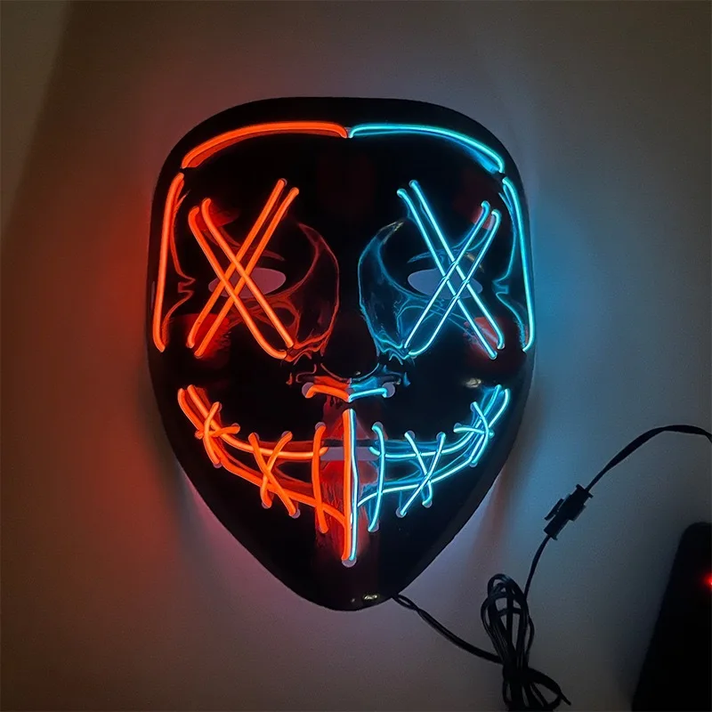 Halloweenowa maska LED Horror Light To Mix Cosplay Party Neonowa maska Straszne kostiumy dla mężczyzn Kobiety Iuminous Scream Dekoracja Halloween