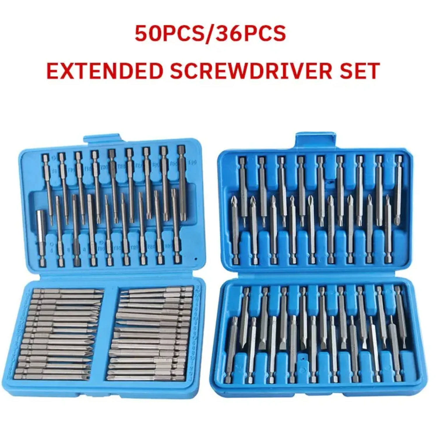 Enhanced Precision and Flexibility in Tight Spaces: Durable and Versatile Set of 50PCS or 36PCS Extended Screwdriver Extension R