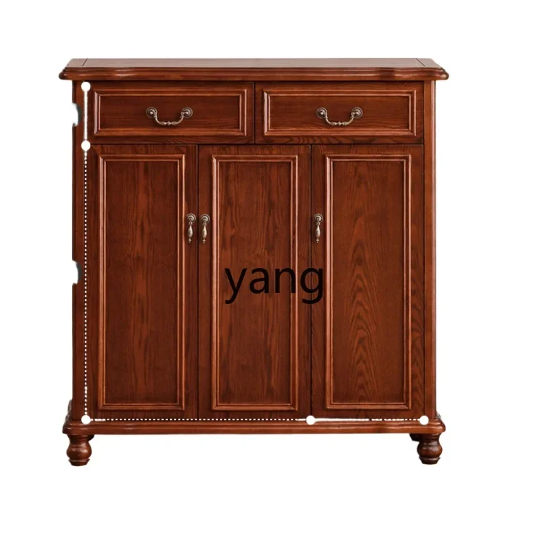 

Yjq solid wood shoe cabinet living room old retro home entrance modern simple storage foyer cabinet