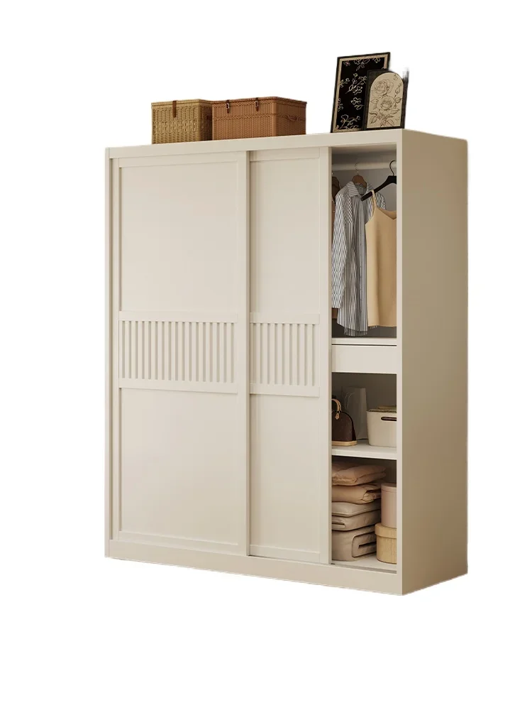 Steel wardrobe sliding door locker household bedroom moisture-proof wardrobe small apartment metal storage cabinet