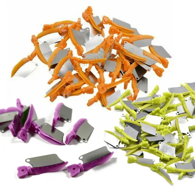 50 teile/schachtel Dental Prime Zähne Interproximal Kunststoff Kotflügel Keil Mit Schutz Stahl Matrix Schützt Zahnfleisch Klingen Keile