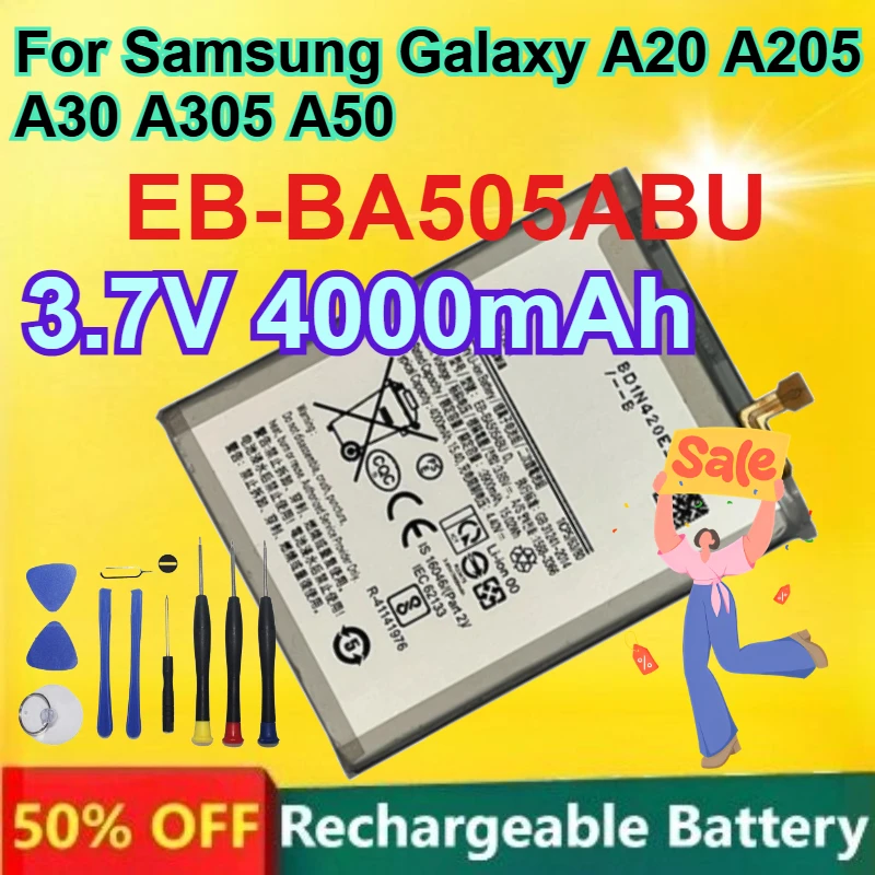 

EB-BA505ABU Rechargeable Phone Battery for Samsung Galaxy A20 A205 A30 A305 A50 3.7V 4000mAh High-Quality Internal Battery