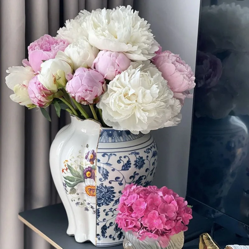 Chinese and Western wall vases, high-grade bone china flower utensils, entrance ornaments, living room ornaments, gifts