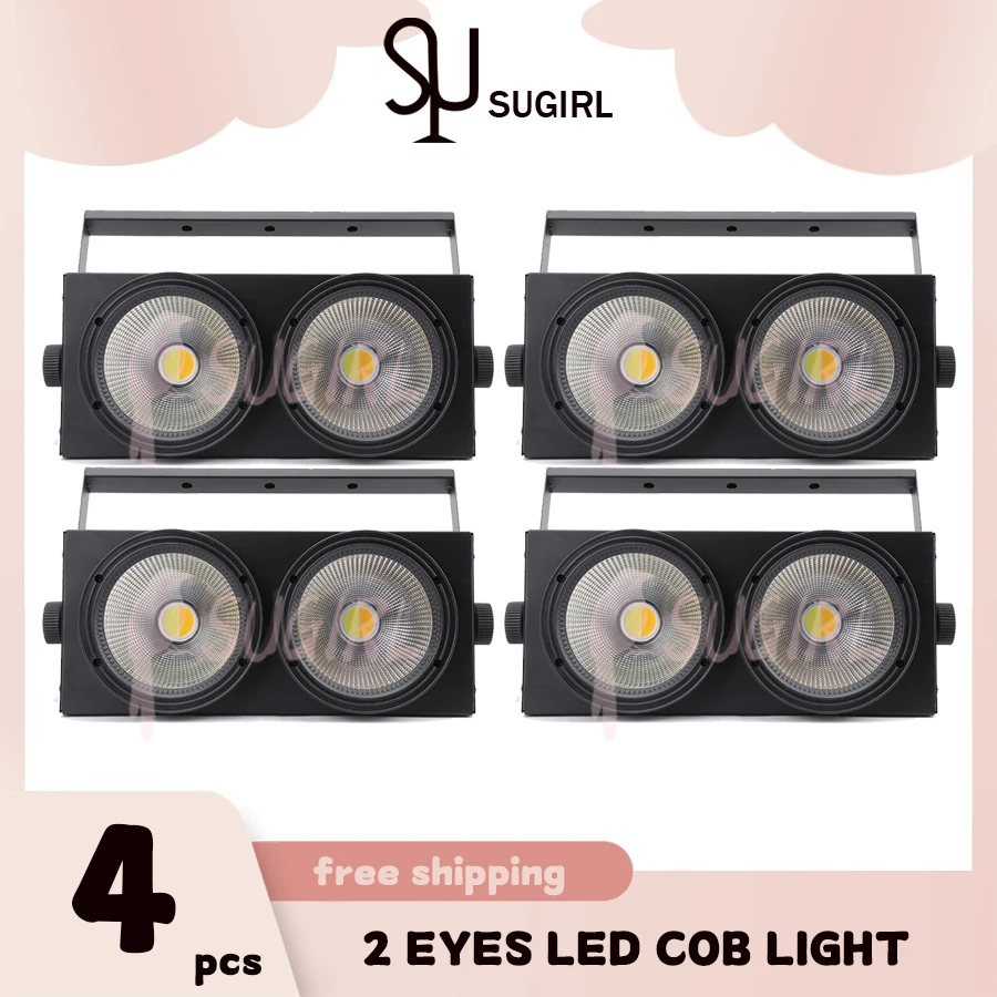 No Tax 4Pcs LED 2Eyes 200W theater light COB 2 Eyes 200W DMX LED Blinds Stage Light for Theater Concert Church Party