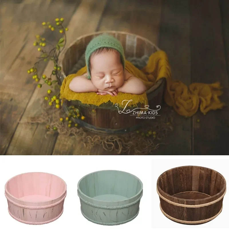 Newborn Photography Props Furniture Baby Photography Photo Shoot Vintage Posing Wood Tray Bed Photoshoot Baskets Baby Souvenirs