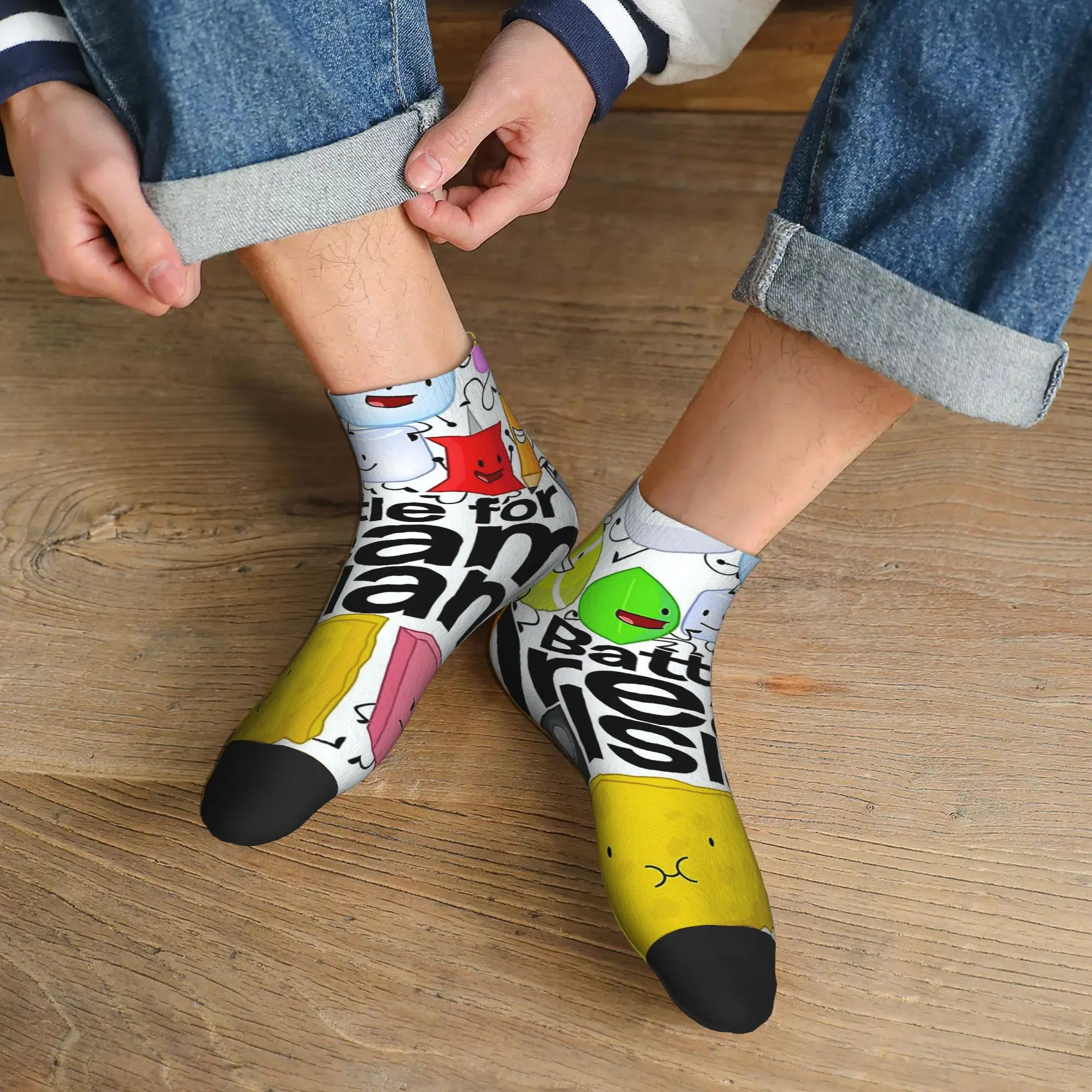 

Всесезонные белые носки с постером BFDI в стиле Харадзюку, впитывающие пот спортивные носки средней длины, мягкие чулки в стиле хип-хоп для мужчин и женщин, подарки