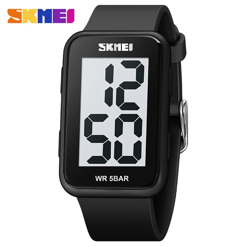 SKMEI Simple Square Watch Calendar Luminous Display Curved Large Screen Big Character Student Sports Watch relogios masculino