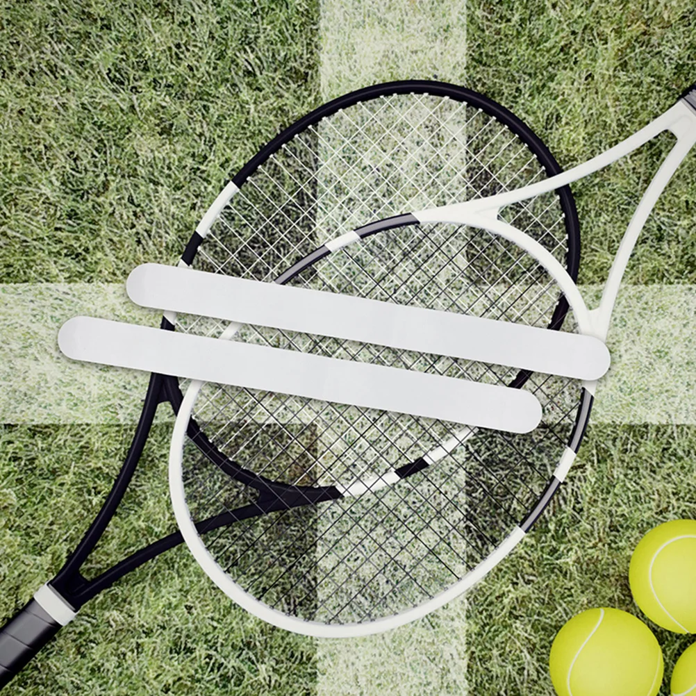 

2 Pcs Magnetic Tape Tennis Racket Head Sticker Removable Portable Tapes Decorative Professional White Racquet