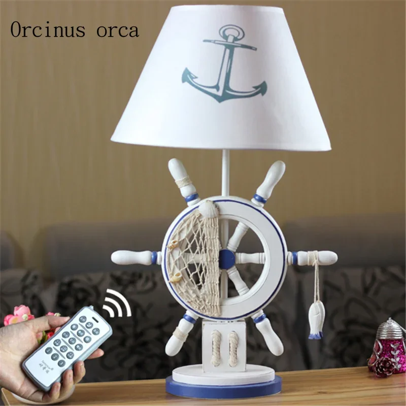 American Mediterranean countryside table lamp bedroom study children's bedside remote control desk lamp free shipping