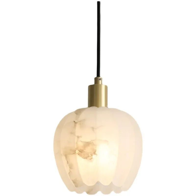 GHJUYIOL-Petite Lampe Suspendue Luxueuse et Minimaliste, Pétale de Bourgeon Floral, en Marbre, pour Restaurant, Chambre à Coucher, Bureau, Bar, Frêne