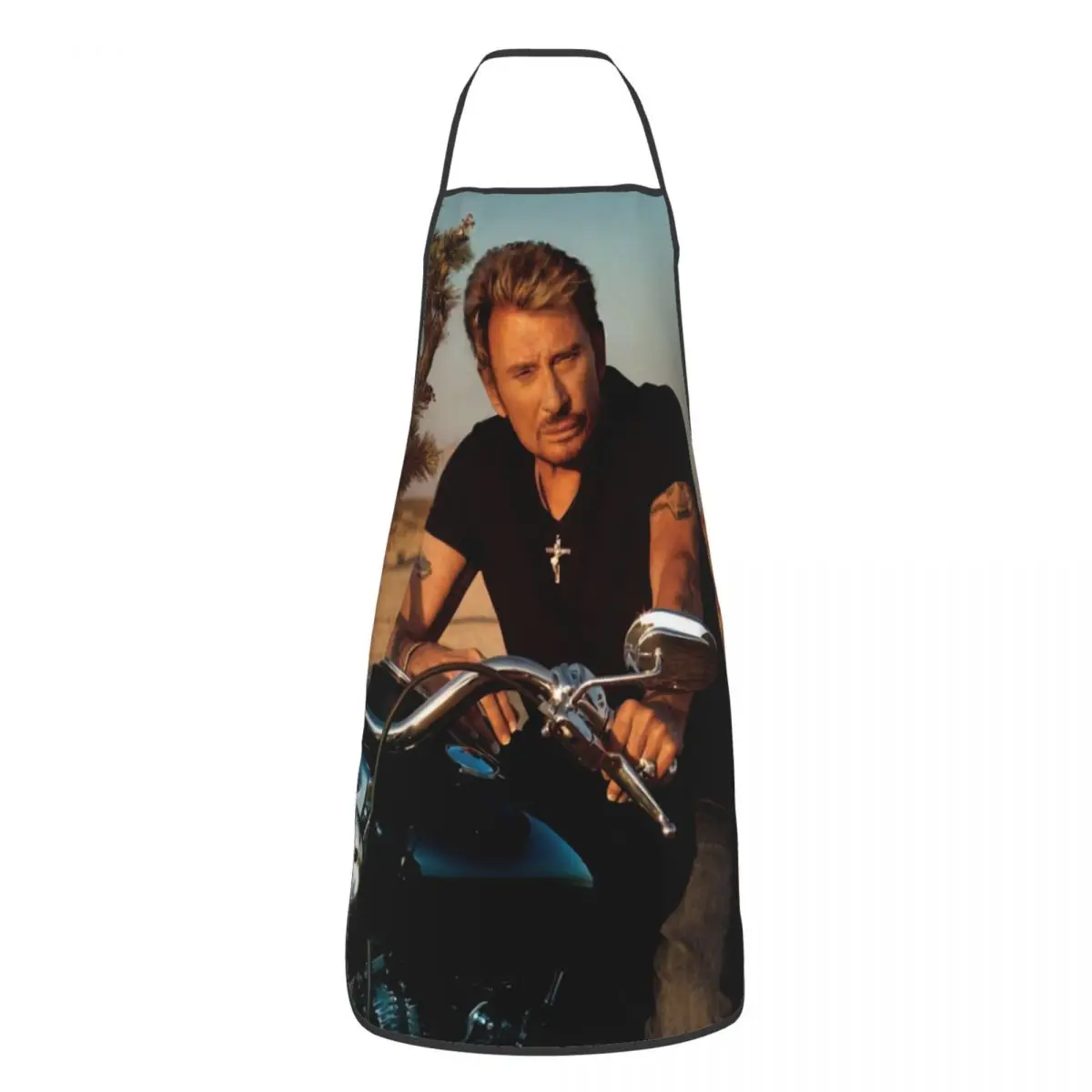 Motorcycle Johnny Hallyday Apron Women Men Unisex Bib French Rock Singer Kitchen Cooking Tablier Cuisine Chef Gardening