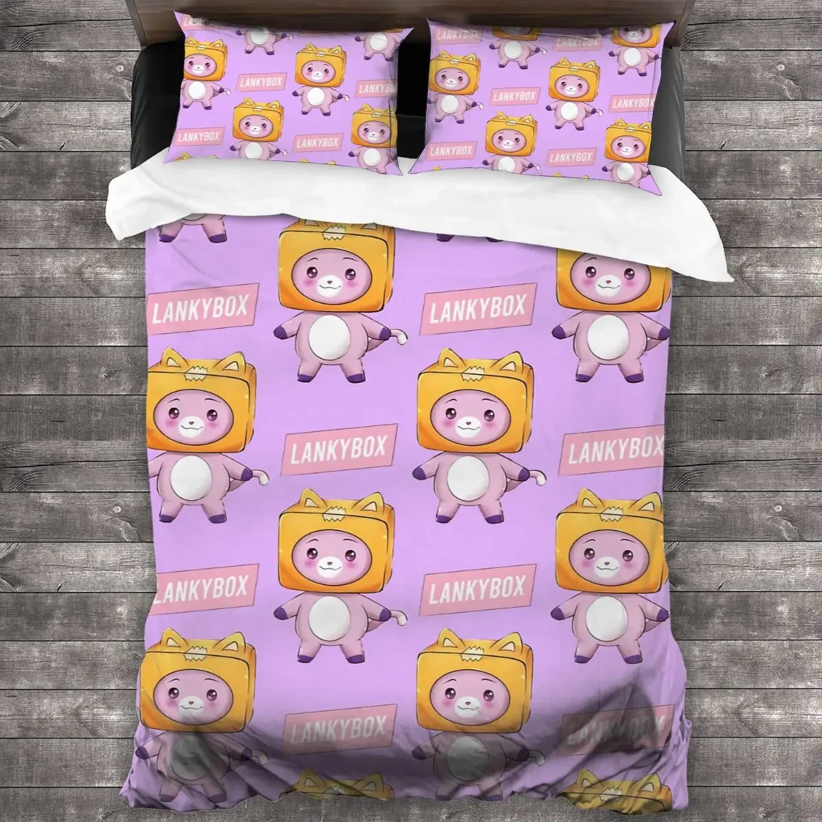 Lankybox Foxy Boxy All Season Twin Bedding Set Single Twin Full Queen King Size Bed Set Aldult Kid Bedroom Duvetcover Sets 3D 04