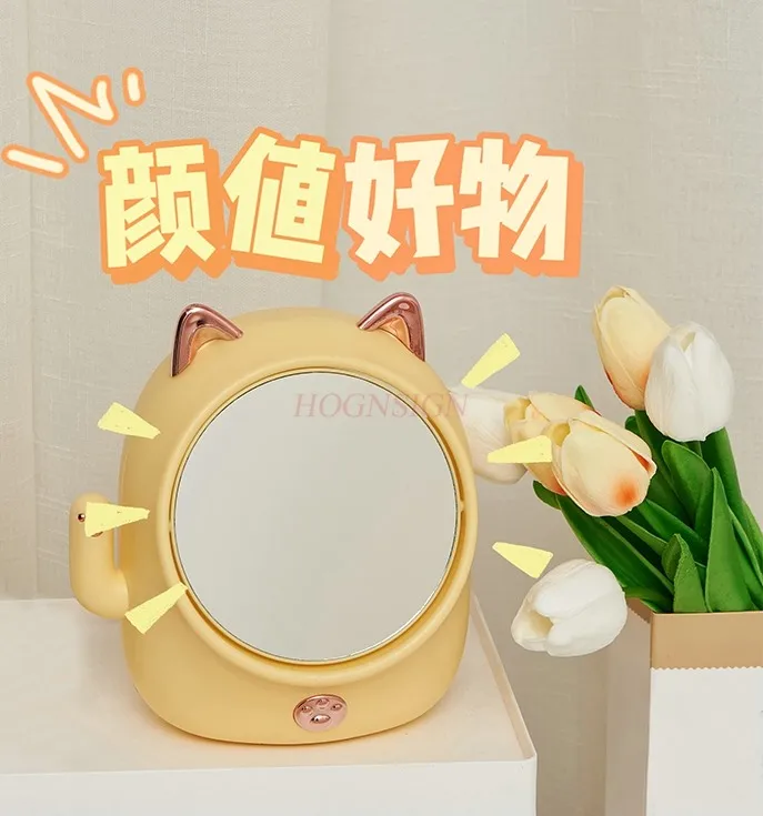 

Dressing table mirror cute rotating table mirror with storage box desktop circular makeup mirror