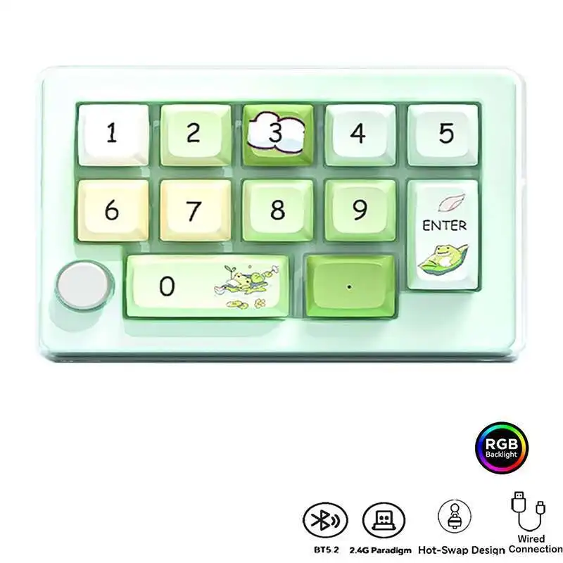 Tri-Mode 12 Keys Mechanical Keyboard Luminous Blutooth Full Hot Swappable Macro Programmable Mini Pocket Keypad For Laptop PC