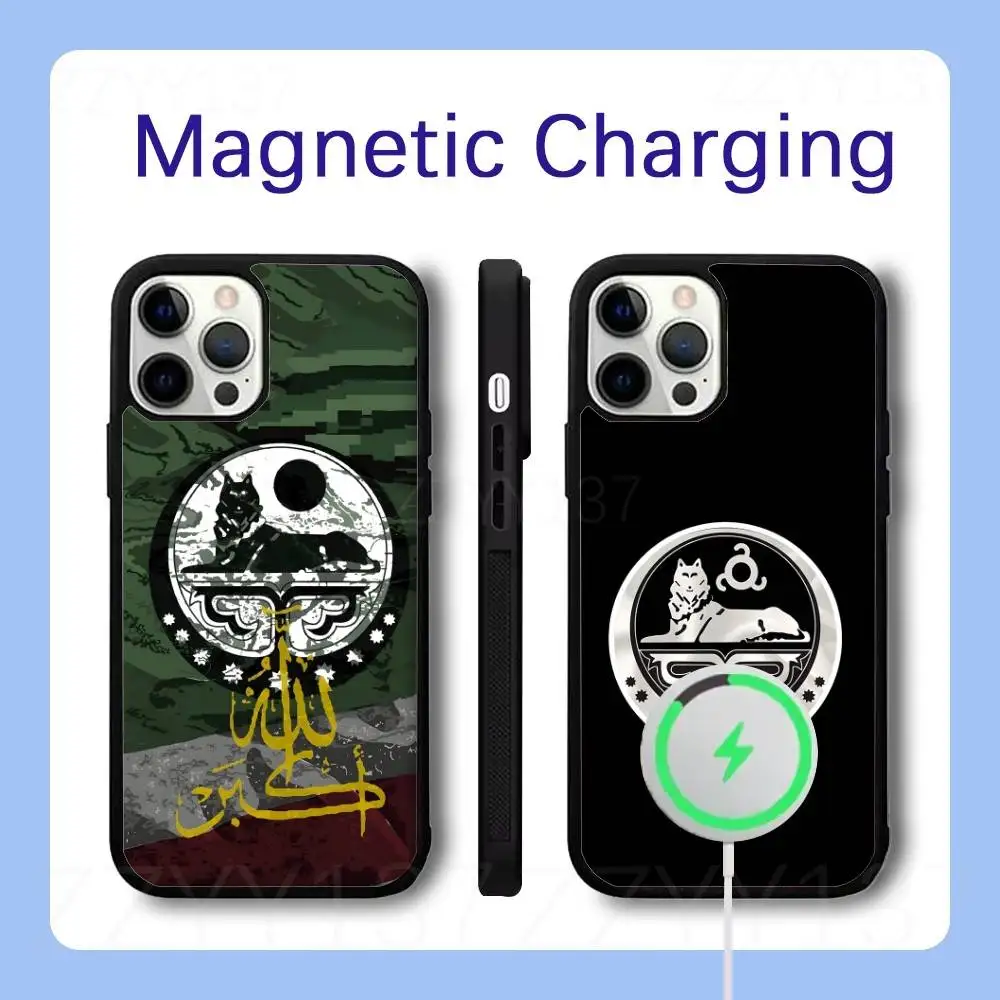 C-Chechen Flag Phone Case For iPhone 18,17,16,15,14,13,12,Pro,Max,Plus Magnetic Wireless Charge Cover