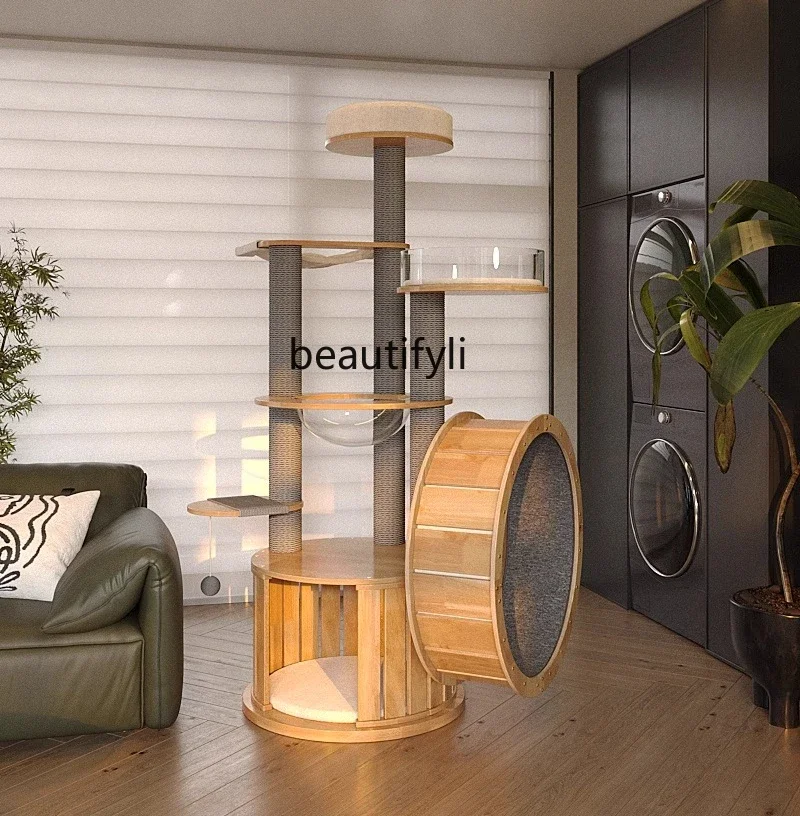 Large Luxury Solid Wood Cat Climbing Frame Large Platform  Nest Tree Integrated Multi  Climbing Tower Indoor Large