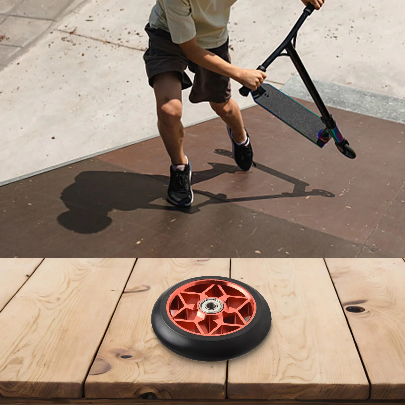 

Трюк-самокат 110 мм, колеса для скутера, ступица с ЧПУ, эластичность и долговечность, подшипники из высокоуглеродистой стали, легкий и прочный