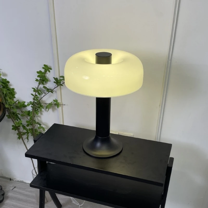 

Postmodern minimalist glass desk lamp Danish designer bedroom bedside atmosphere book hall touch charging night light