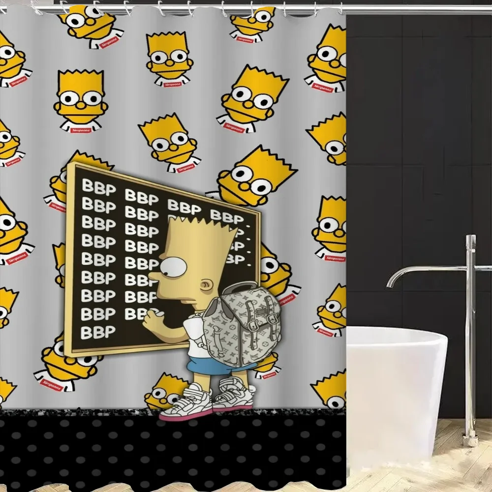 The Simpsons Shower Shower Curtain for Bathroom Folding Partition Bath Accessories Curtains Bedrooms Waterproof Fabric Things