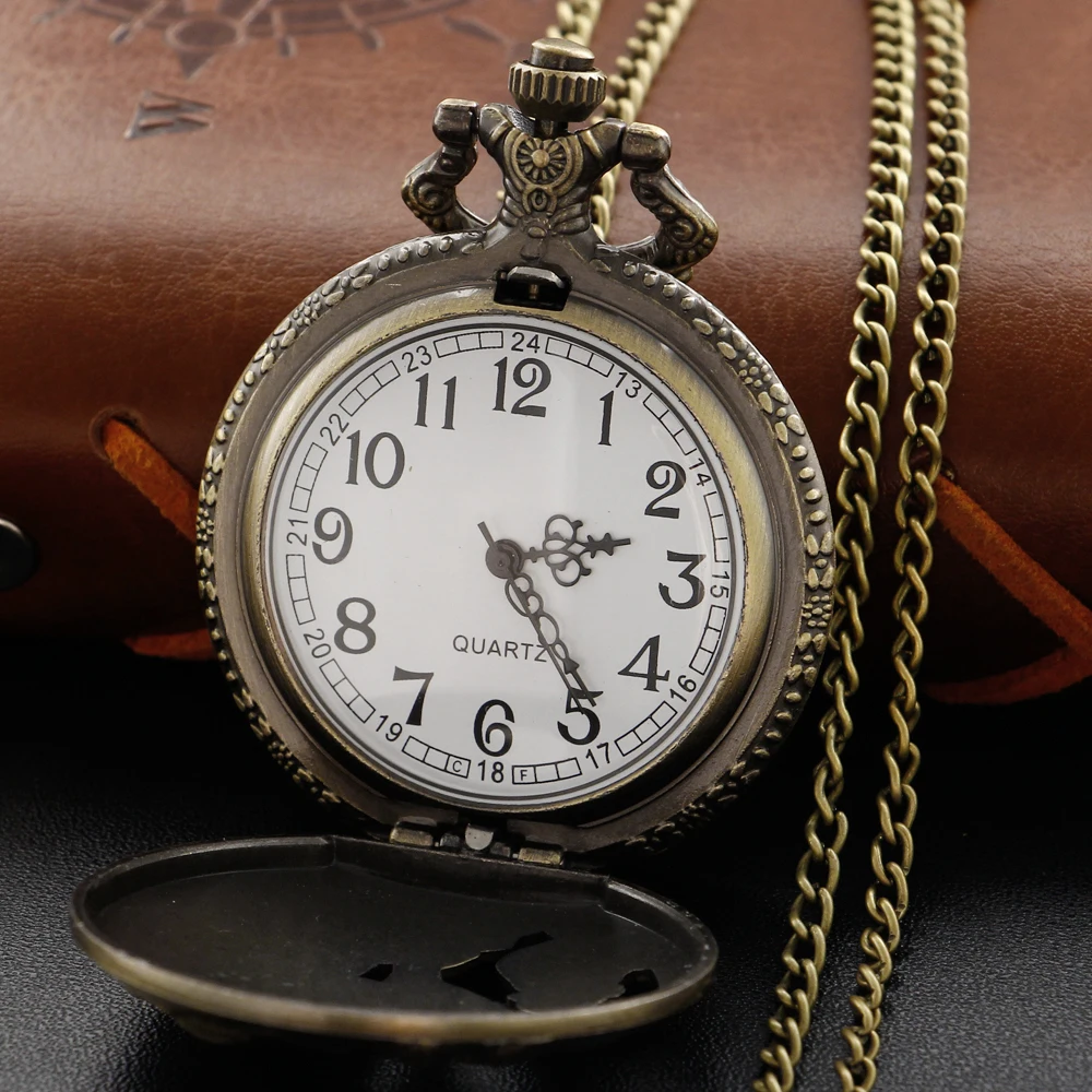 Antique Monkey Embossed Hollow Quartz Pocket Watch Vintage Digital Display Necklace Pendant Accessories Men's Holiday Gift