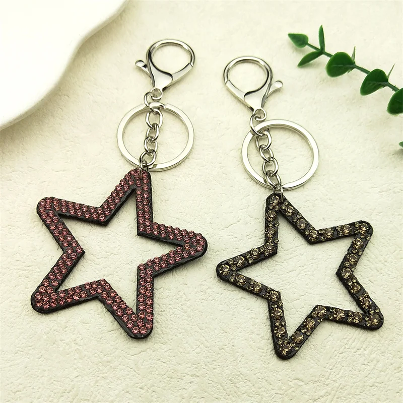 

Брелок в стиле хип-хоп с пятью звездами и кристаллами для женщин и мужчин, бусина ручной работы с принтом, розовый цвет, автомобильный брелок для ключей, ювелирные изделия, подарки, сумка, подвески