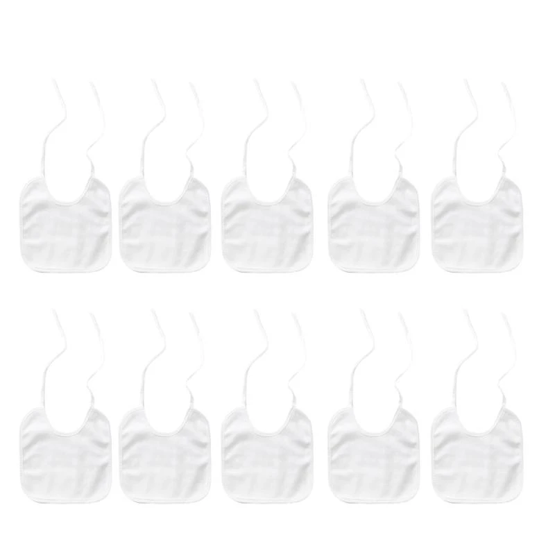 

JU64 Pack of 10pcs White Cotton Baby Bibs for Painting DIY Sublimation Blank Burp Cloths Infant Shower Gift for Boys Girls
