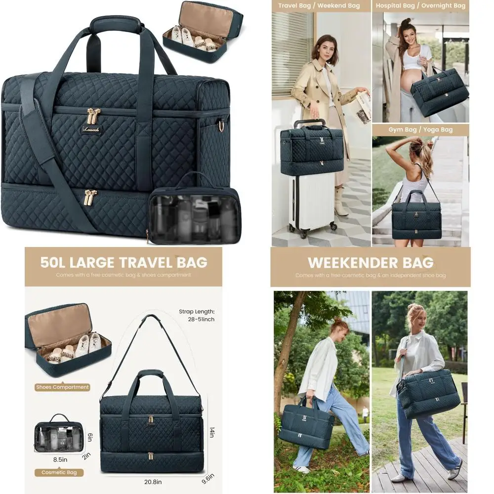 

Women's Weekender Duffle Bag with Shoe Compartment - Ideal for Overnight Stays, Hospital Deliveries, and Travel Needs