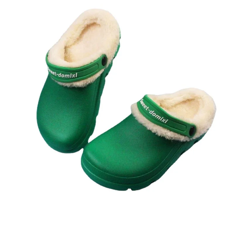 Shevalues Plush Fur Clogs Slippers for Women Men Winter Soft Furry Slippers Waterproof Garden Shoes Multi-Use Indoor Home Shoes