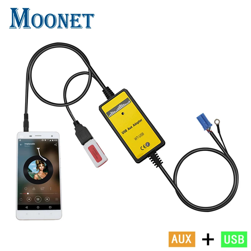 Moonet Car CD Change to MP3 AUX USB Input Adapter (8pin) for Volkswagen Golf Passat Skoda Spuerb Octavia Seat Leon