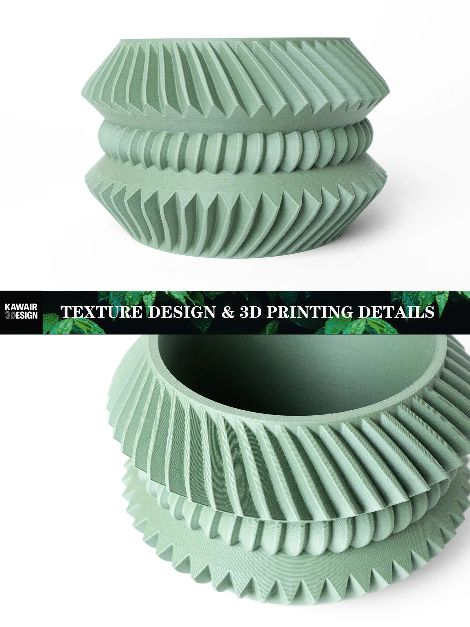 إناء زهور مطبوع ثلاثي الأبعاد قابل للتحلل قابل للتحلل ثلاثي الأبعاد بملمس مربع الشكل مربع الخط ديكور منزلي حديث وصديق للبيئة #2