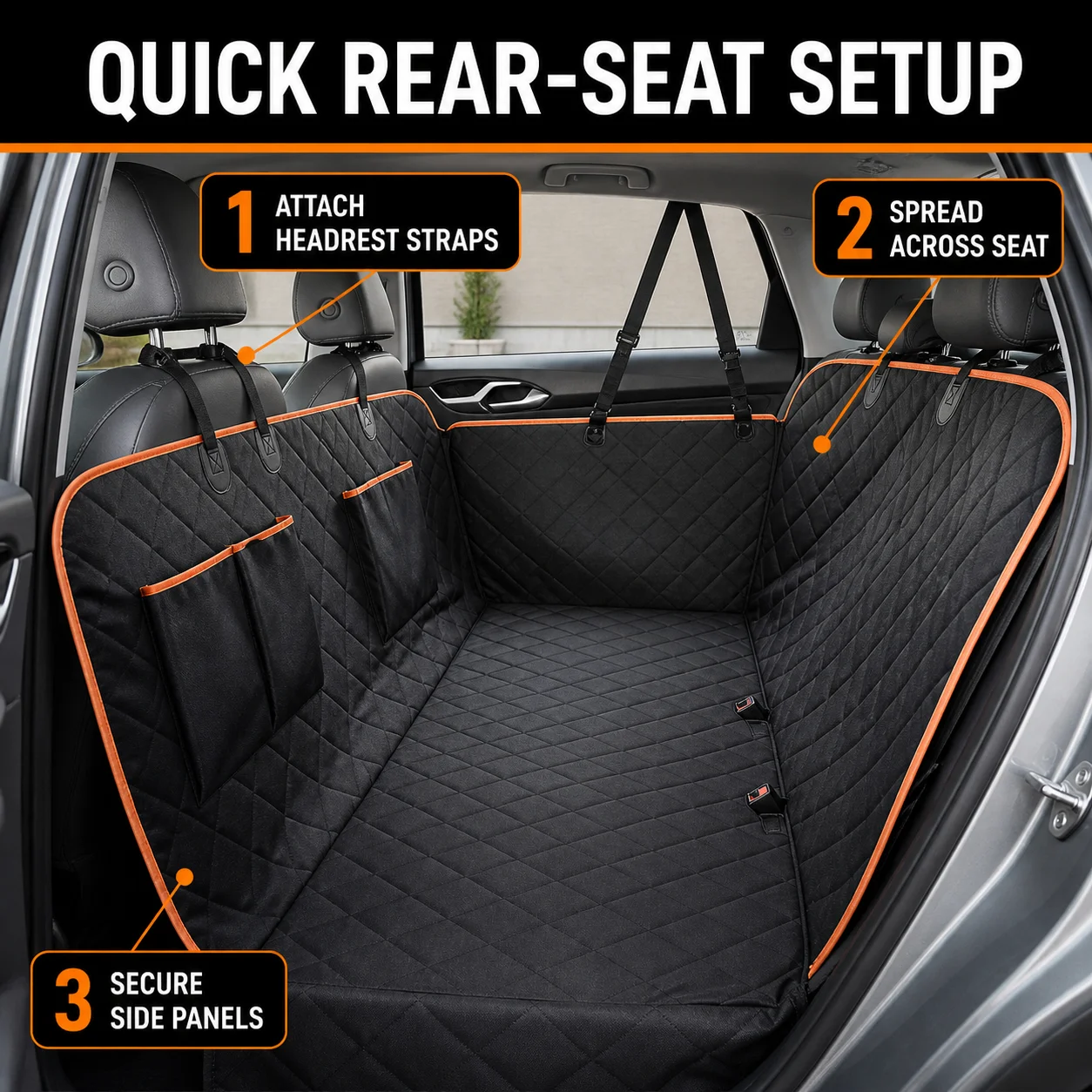 Waterproof Dog Car Seat Cover Heavy Duty 600D Oxford Pet Hammock for Back Seat Trucks SUVs Premium Quality 2026 view 4