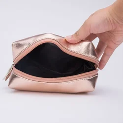 Simple Shiny Sequins Gold Wallet Cosmetic Handbag Makeup Bag Portable Women Toiletries Skincare Storage Bag Organizer Pouch
