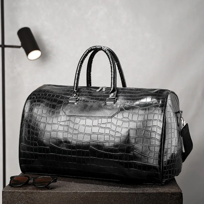 

Alligator PU Leather Handbag Men Top-Handle Bags Large-capacity Crossbody Bags Men Business Travel Duffel Bag Sports Fitness Bag