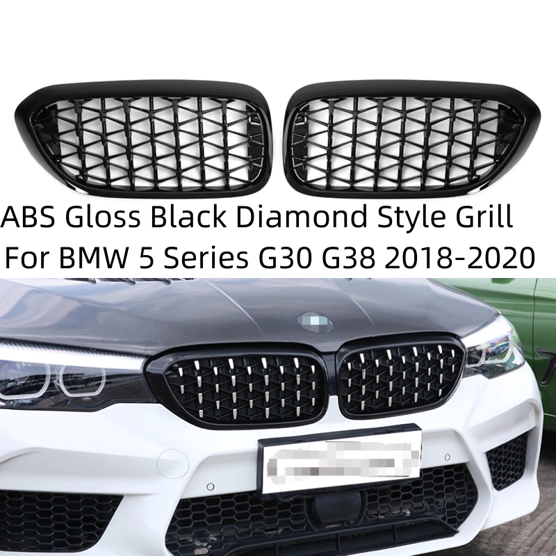 

2PCS Car Racing Grill Meteor Diamond Star Style Front Kidney Grille Bumper For BMW 5 Series G30 G31 G38 520i 530i 540i 2018 2019