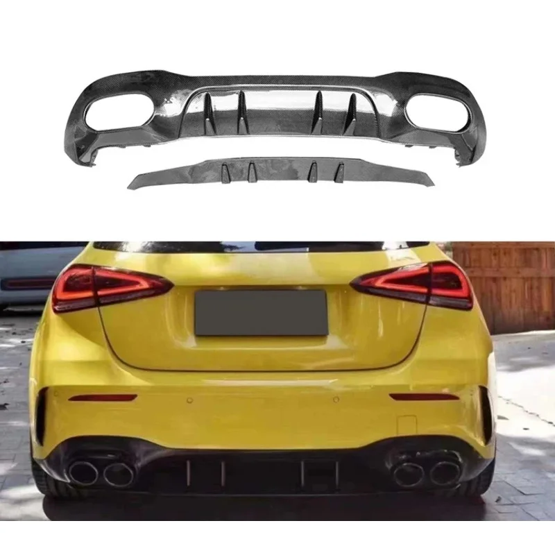 

A-Class W177 Style Carbon Fiber Rear Lip Spoiler Front Bumper Surround Exhaust Accessory Modification Accessory