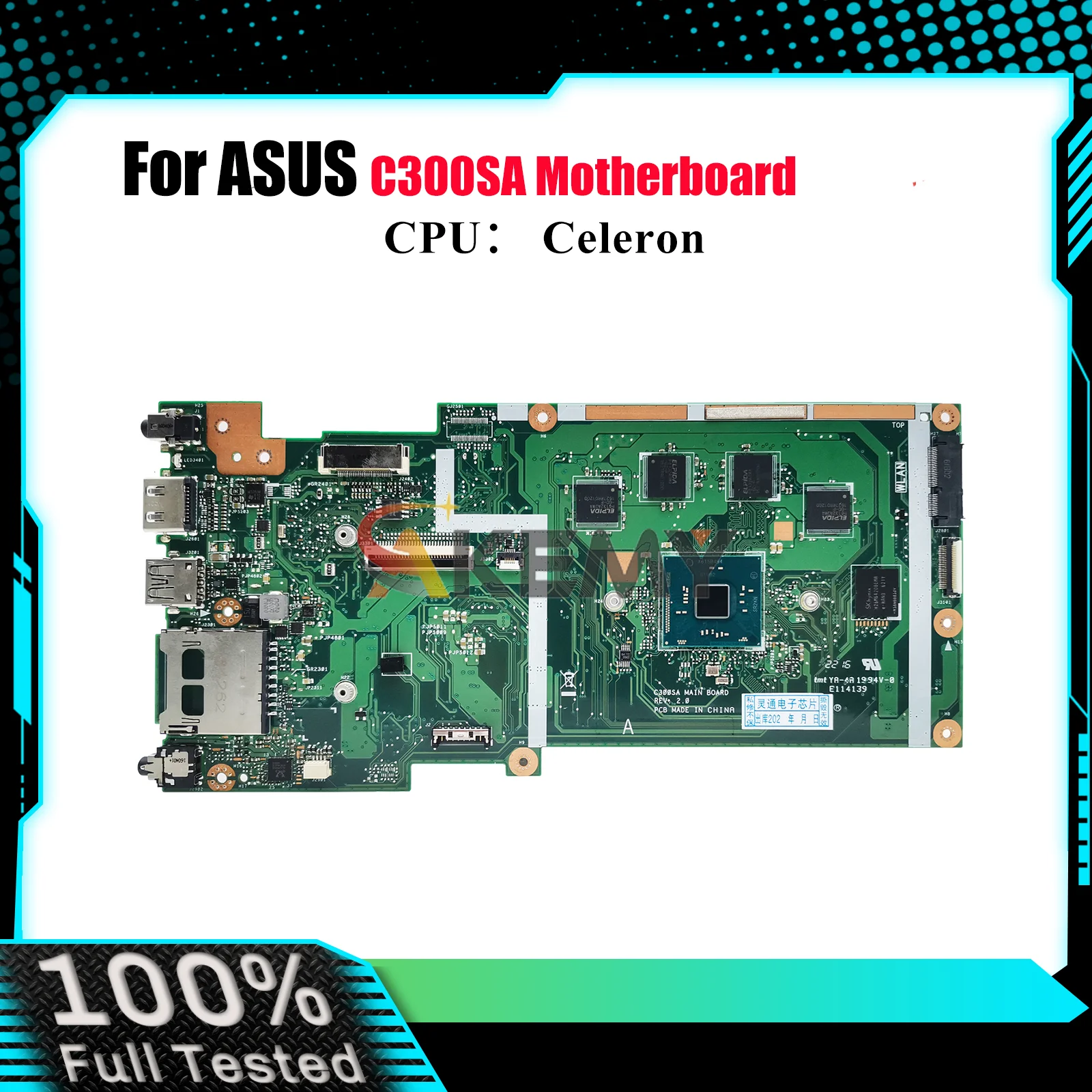 

C300SA Laptop Motherboard For ASUS Chromebook C300SA C300S Notebook Mainboard With Celeron CPU 100% tests OK fast shipping stk