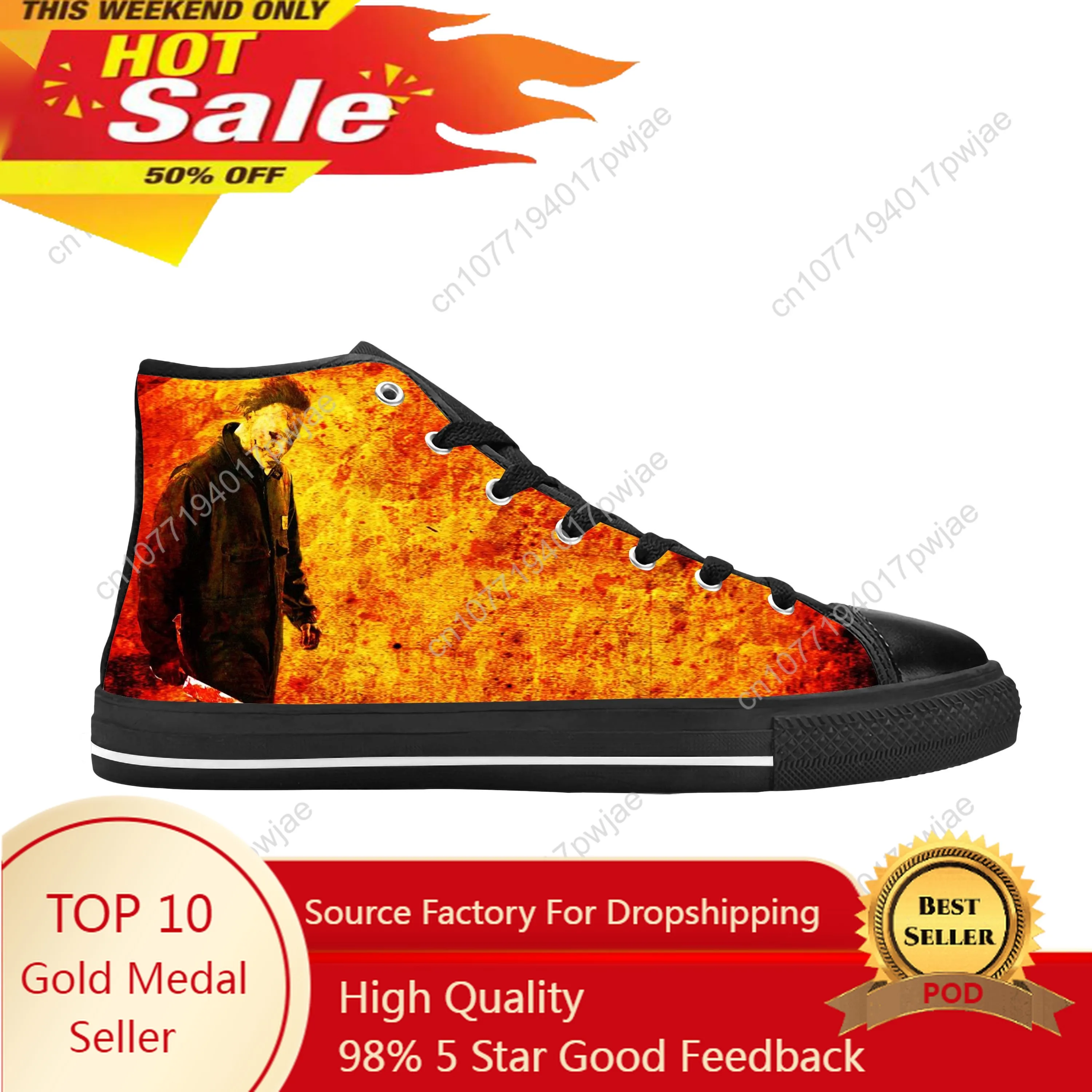 Myers Horror Scary Movie Gothic Halloween Michael Casual Cloth Shoes High Top Comfortable Breathable 3D Print Men Women Sneakers