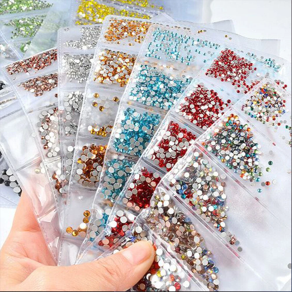 Multi Size Glass Crystal Nail Rhinestone AB/Clear/Mixed Color Flatback Diamond Charms 3D Non Hotfix Jewelry Manicure Decoration*